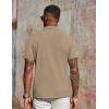 imageCOOFANDY Mens Polo Shirts Short Sleeve Classic Fit Golf Shirts Casual Solid Waffle Collared T ShirtKhaki