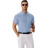 imageCOOFANDY Mens Polo Shirts Short Sleeve Classic Fit Golf Shirts Casual Solid Waffle Collared T ShirtLight Blue
