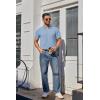 imageCOOFANDY Mens Polo Shirts Short Sleeve Classic Fit Golf Shirts Casual Solid Waffle Collared T ShirtLight Blue