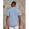 imageCOOFANDY Mens Polo Shirts Short Sleeve Classic Fit Golf Shirts Casual Solid Waffle Collared T ShirtLight Blue