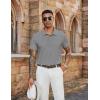 imageCOOFANDY Mens Polo Shirts Short Sleeve Classic Fit Golf Shirts Casual Solid Waffle Collared T ShirtLight Gray