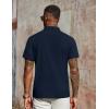 imageCOOFANDY Mens Polo Shirts Short Sleeve Classic Fit Golf Shirts Casual Solid Waffle Collared T ShirtNavy Blue
