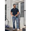 imageCOOFANDY Mens Polo Shirts Short Sleeve Classic Fit Golf Shirts Casual Solid Waffle Collared T ShirtNavy Blue