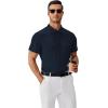 imageCOOFANDY Mens Polo Shirts Short Sleeve Classic Fit Golf Shirts Casual Solid Waffle Collared T ShirtNavy Blue