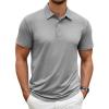imageCOOFANDY Mens Polo Shirt Golf Dry Fit Performance Short Sleeve Moisture Wicking Athletic Polo Collared Tennis TShirtLight Gray