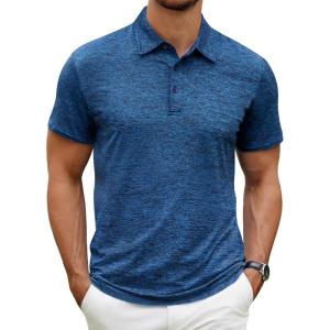 imageCOOFANDY Mens Polo Shirt Golf Dry Fit Performance Short Sleeve Moisture Wicking Athletic Polo Collared Tennis TShirtNavy Blue