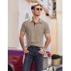 imageCOOFANDY Men Short Sleeve Polo Shirt Casual Summer Collar Shirts Dress Button Polo T Shirt Classic Golf ShirtsBeige