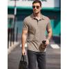 imageCOOFANDY Men Short Sleeve Polo Shirt Casual Summer Collar Shirts Dress Button Polo T Shirt Classic Golf ShirtsBeige