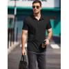imageCOOFANDY Men Short Sleeve Polo Shirt Casual Summer Collar Shirts Dress Button Polo T Shirt Classic Golf ShirtsBlack