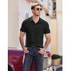 imageCOOFANDY Men Short Sleeve Polo Shirt Casual Summer Collar Shirts Dress Button Polo T Shirt Classic Golf ShirtsBlack