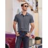 imageCOOFANDY Men Short Sleeve Polo Shirt Casual Summer Collar Shirts Dress Button Polo T Shirt Classic Golf ShirtsGrey