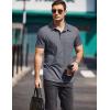 imageCOOFANDY Men Short Sleeve Polo Shirt Casual Summer Collar Shirts Dress Button Polo T Shirt Classic Golf ShirtsGrey