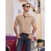 imageCOOFANDY Men Short Sleeve Polo Shirt Casual Summer Collar Shirts Dress Button Polo T Shirt Classic Golf ShirtsKhaki