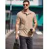 imageCOOFANDY Men Short Sleeve Polo Shirt Casual Summer Collar Shirts Dress Button Polo T Shirt Classic Golf ShirtsKhaki
