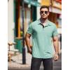 imageCOOFANDY Men Short Sleeve Polo Shirt Casual Summer Collar Shirts Dress Button Polo T Shirt Classic Golf ShirtsLight Green