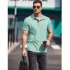 imageCOOFANDY Men Short Sleeve Polo Shirt Casual Summer Collar Shirts Dress Button Polo T Shirt Classic Golf ShirtsLight Green