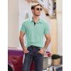 imageCOOFANDY Men Short Sleeve Polo Shirt Casual Summer Collar Shirts Dress Button Polo T Shirt Classic Golf ShirtsLight Green