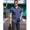 imageCOOFANDY Men Short Sleeve Polo Shirt Casual Summer Collar Shirts Dress Button Polo T Shirt Classic Golf ShirtsNavy Blue