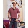 imageCOOFANDY Men Short Sleeve Polo Shirt Casual Summer Collar Shirts Dress Button Polo T Shirt Classic Golf ShirtsRed