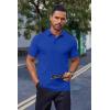 imageCOOFANDY Mens Cotton Pique Polo Shirts Short Sleeve Golf Shirts Basic Casual Collared TShirtBlue