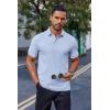 imageCOOFANDY Mens Cotton Pique Polo Shirts Short Sleeve Golf Shirts Basic Casual Collared TShirtLight Blue