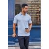 imageCOOFANDY Mens Cotton Pique Polo Shirts Short Sleeve Golf Shirts Basic Casual Collared TShirtLight Blue
