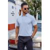 imageCOOFANDY Mens Cotton Pique Polo Shirts Short Sleeve Golf Shirts Basic Casual Collared TShirtLight Blue