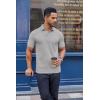 imageCOOFANDY Mens Cotton Pique Polo Shirts Short Sleeve Golf Shirts Basic Casual Collared TShirtLight Grey