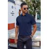 imageCOOFANDY Mens Cotton Pique Polo Shirts Short Sleeve Golf Shirts Basic Casual Collared TShirtNavy Blue