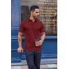 imageCOOFANDY Mens Cotton Pique Polo Shirts Short Sleeve Golf Shirts Basic Casual Collared TShirtWine Red