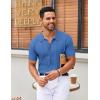 imageCOOFANDY Mens Knit Button Down Shirts Short Sleeve Vintage Polo Shirt Casual Vacation Beach ShirtsBlue
