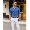 imageCOOFANDY Mens Knit Button Down Shirts Short Sleeve Vintage Polo Shirt Casual Vacation Beach ShirtsBlue