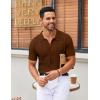 imageCOOFANDY Mens Knit Button Down Shirts Short Sleeve Vintage Polo Shirt Casual Vacation Beach ShirtsCaramel