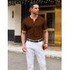 imageCOOFANDY Mens Knit Button Down Shirts Short Sleeve Vintage Polo Shirt Casual Vacation Beach ShirtsCaramel