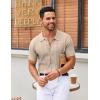 imageCOOFANDY Mens Knit Button Down Shirts Short Sleeve Vintage Polo Shirt Casual Vacation Beach ShirtsCoffee Light