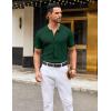 imageCOOFANDY Mens Knit Button Down Shirts Short Sleeve Vintage Polo Shirt Casual Vacation Beach ShirtsGreen