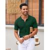 imageCOOFANDY Mens Knit Button Down Shirts Short Sleeve Vintage Polo Shirt Casual Vacation Beach ShirtsGreen