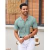imageCOOFANDY Mens Knit Button Down Shirts Short Sleeve Vintage Polo Shirt Casual Vacation Beach ShirtsIce Green