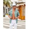 imageCOOFANDY Mens Knit Button Down Shirts Short Sleeve Vintage Polo Shirt Casual Vacation Beach ShirtsIce Green