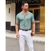 imageCOOFANDY Mens Knit Button Down Shirts Short Sleeve Vintage Polo Shirt Casual Vacation Beach ShirtsIce Green