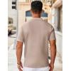 imageCOOFANDY Mens Knit Button Down Shirts Short Sleeve Vintage Polo Shirt Casual Vacation Beach ShirtsKhaki