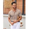 imageCOOFANDY Mens Knit Button Down Shirts Short Sleeve Vintage Polo Shirt Casual Vacation Beach ShirtsKhaki