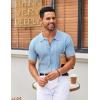 imageCOOFANDY Mens Knit Button Down Shirts Short Sleeve Vintage Polo Shirt Casual Vacation Beach ShirtsLight Blue