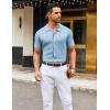 imageCOOFANDY Mens Knit Button Down Shirts Short Sleeve Vintage Polo Shirt Casual Vacation Beach ShirtsLight Blue