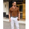 imageCOOFANDY Mens Knit Button Down Shirts Short Sleeve Vintage Polo Shirt Casual Vacation Beach ShirtsLight Brown