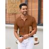 imageCOOFANDY Mens Knit Button Down Shirts Short Sleeve Vintage Polo Shirt Casual Vacation Beach ShirtsLight Brown