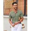 imageCOOFANDY Mens Knit Button Down Shirts Short Sleeve Vintage Polo Shirt Casual Vacation Beach ShirtsLight Green
