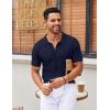imageCOOFANDY Mens Knit Button Down Shirts Short Sleeve Vintage Polo Shirt Casual Vacation Beach ShirtsNavy Blue