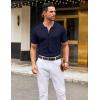 imageCOOFANDY Mens Knit Button Down Shirts Short Sleeve Vintage Polo Shirt Casual Vacation Beach ShirtsNavy Blue