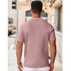 imageCOOFANDY Mens Knit Button Down Shirts Short Sleeve Vintage Polo Shirt Casual Vacation Beach ShirtsPink